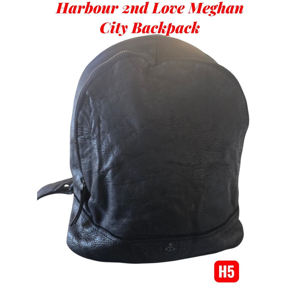 H5   * Harbour 2nd Anchor Live Meghan City Black Leather Backpack Handbag
